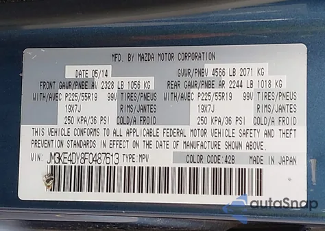 2015 Mazda Cx-5 Grand Touring z USA, uszkodzony, nr VIN JM3KE4DY8F0487613